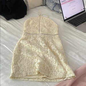 Super down cream halter dress